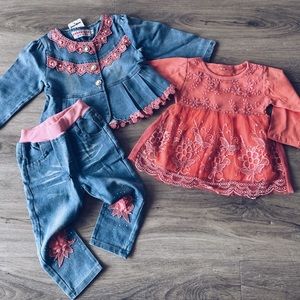 3 piece jean set in PINK